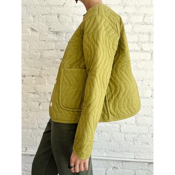 Back Beat Co. Pistachio Green Organic Cotton Twill Wave Liner Quilted Jacket - Picture 3 of 13